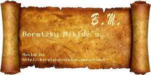 Beretzky Miklós névjegykártya